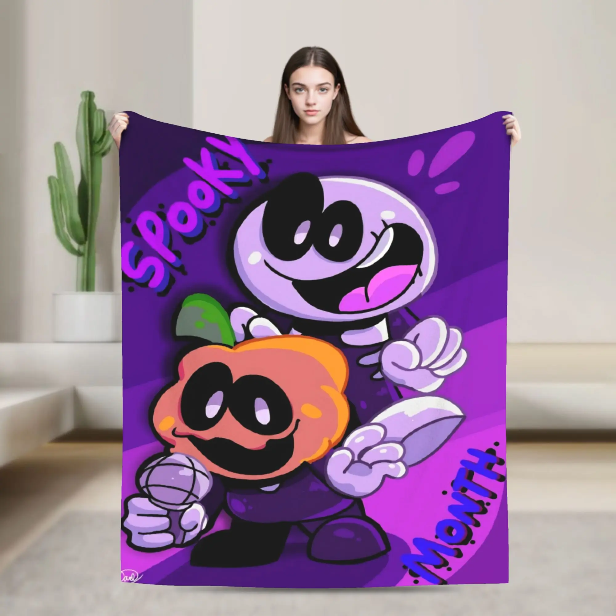 New Spooky Month Blanket Soft Flannel  Comfortable Throw Blankets Machine Washable