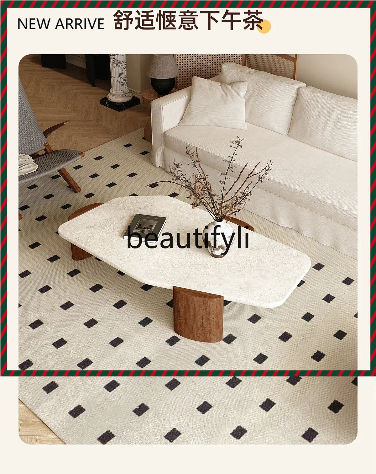 

French retro style coffee table natural lime stone cave stone coffee table medium and ancient style leisure G1218