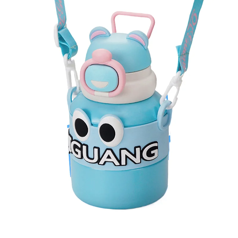 แก้วเก็บความร้อนสําหรับเด็กขนาด 600 มล. 316 สแตนเลสการ์ตูนน่ารักถ้วยน้ําฝาคู่