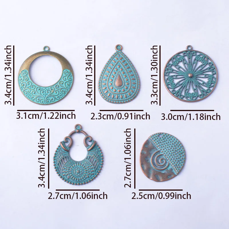 12pcs Bohemia Antique Bronze Charms Round Water Drop Pendant DIY Women's Jewelry Accessories image 2