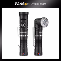 Wurkkos HD11 90° Folding 18650 LED Flashlight Red Light Max 1800LM IP68 with Magnetic Tail USB C Rechargeable EDC Torch Hiking