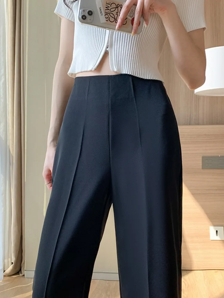 Große Micro Flared Anzug hose schmale Version Hose mit weitem Bein für Frauen im Sommer, hoch taillierte, schlaffe, gerade Hose