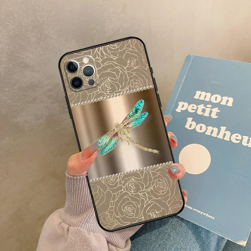 حافظة على شكل اليعسوب الملونة لهاتف آيفون 17 Air 14 16 15 11 12 13 Pro Max 12 mini XR 15 16 Plus 16e غطاء خلفي شل #2