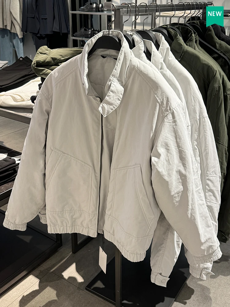 

Мужская куртка из технологичной ткани, осенне-зимняя новинка, на молнии, с длинными рукавами, повседневная, из смесового хлопка, молодежная, модная, свободного кроя