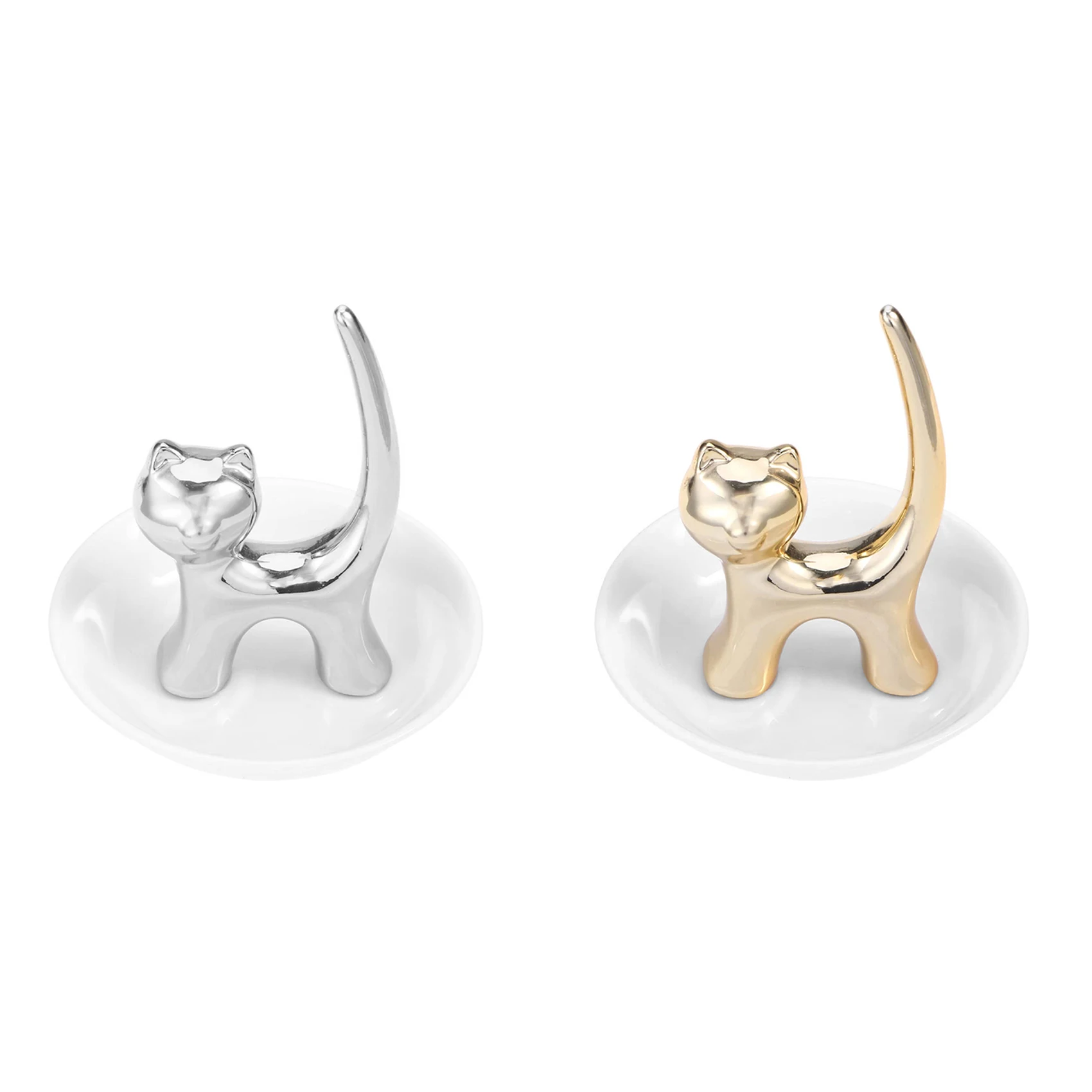 Cat Trinket piring nampan perhiasan kucing pemegang cincin perhiasan piring tempat pernak-pernik Fashion gelang anting-anting nampan penyimpanan