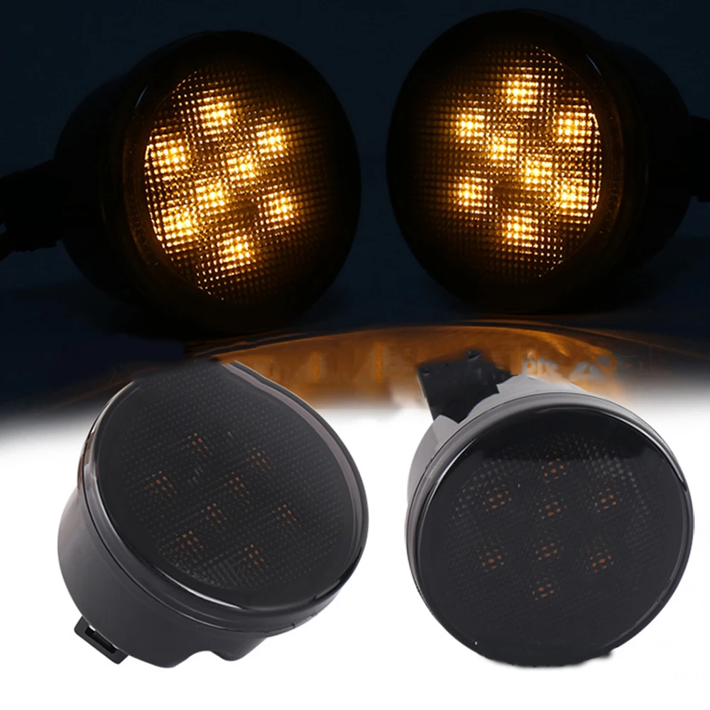 2-Pack Wrangler LED Plum Blossom Turn Signal Retrofit Lamp Center Grid Fog Light Signal Light Yellow Light Source