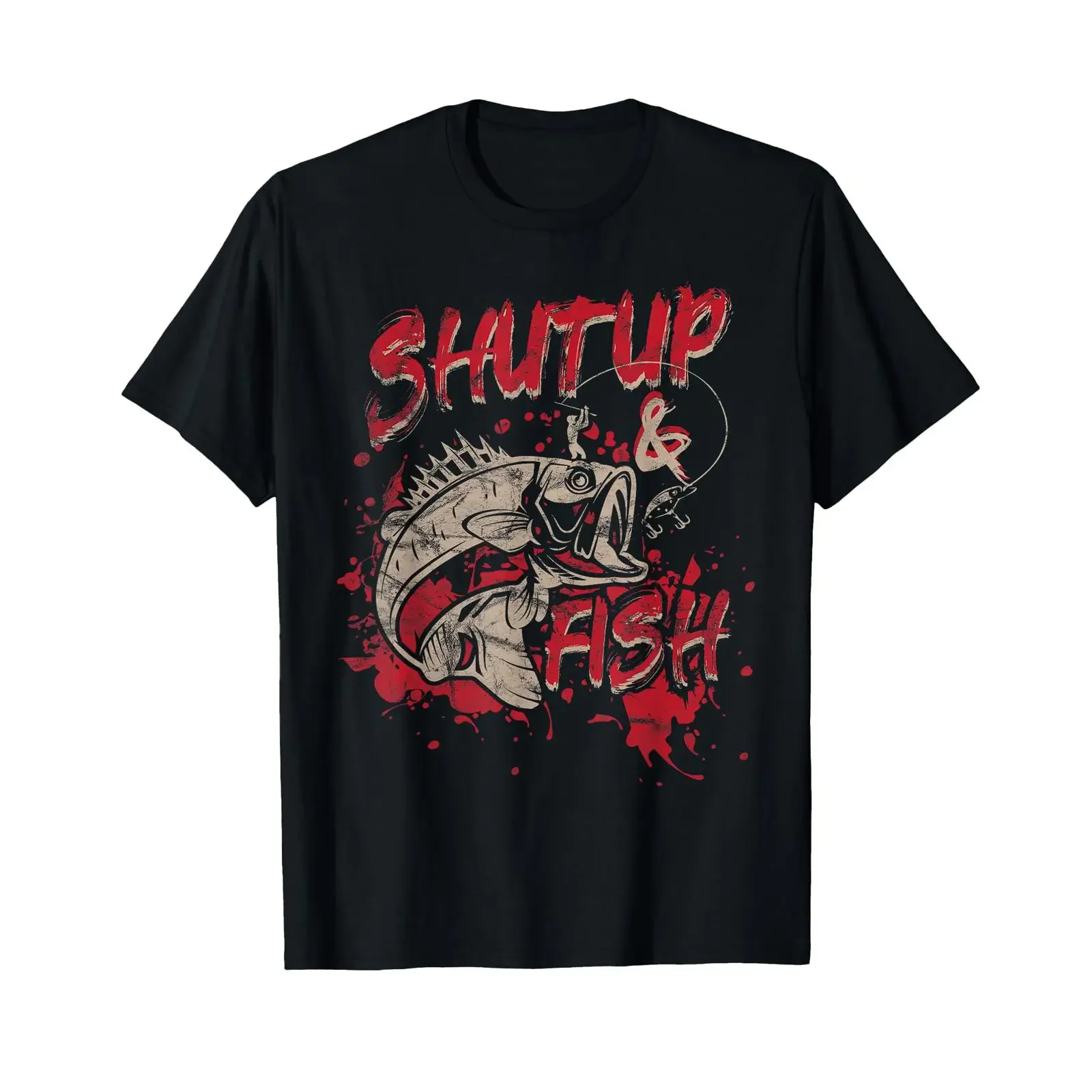 Shut Up Fish Angling Fishing Trout Bass Angler T Shirt vintage Washed Casual Comfortable fashion Stretched designer clothes
