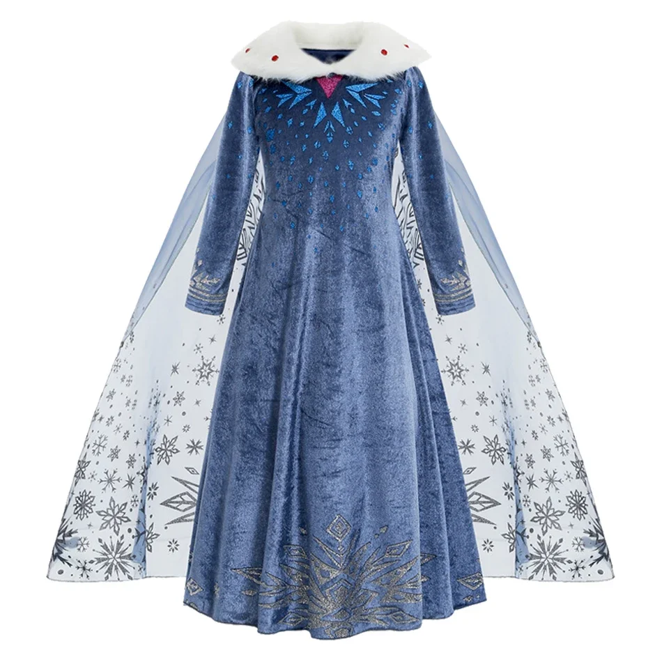 2025 فروزن آنا إلسا الأميرة الفتيات فستان هالوين تأثيري ديزني زي عيد ميلاد كرنفال ملكة الثلج فستان الحفلات الملابس #4