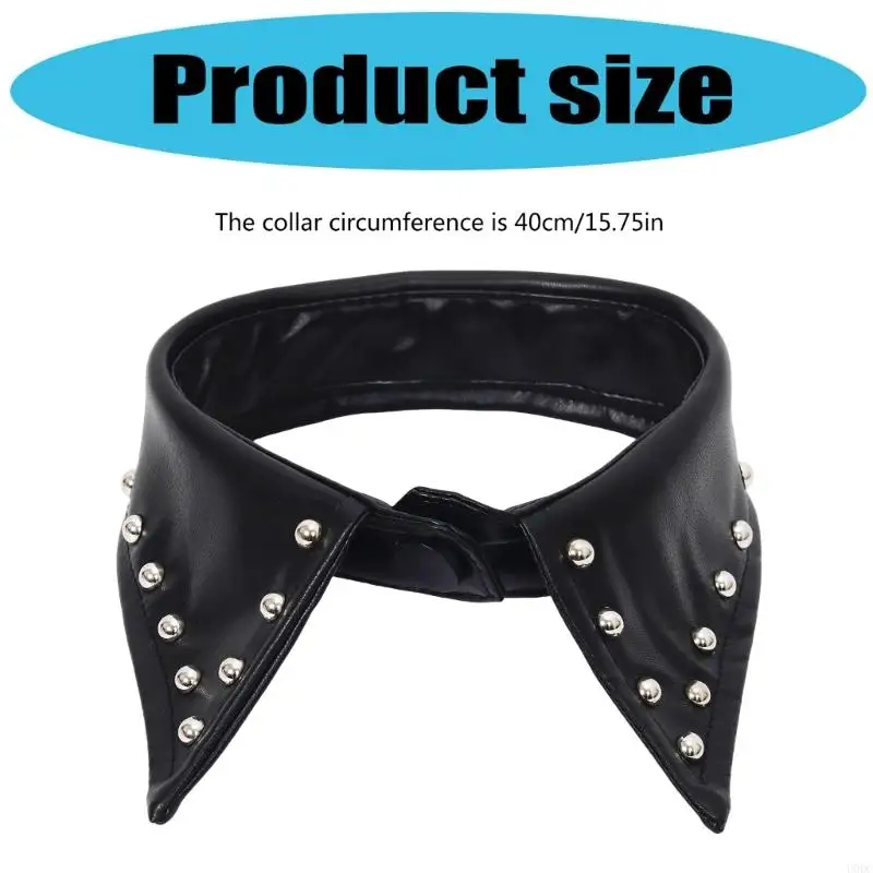 عززت الياقة الشريرة الزائفة مع تصميم معدني مرصع القميص المختنق العنق Y166