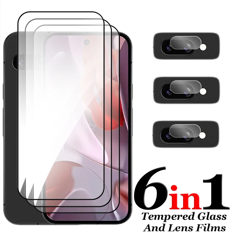 6in1 لجوجل بكسل 9A الزجاج ل بكسل 9A الزجاج المقسى 6.3 بوصة غطاء كامل الغراء HD واقي للشاشة لفيلم عدسة بكسل 9A