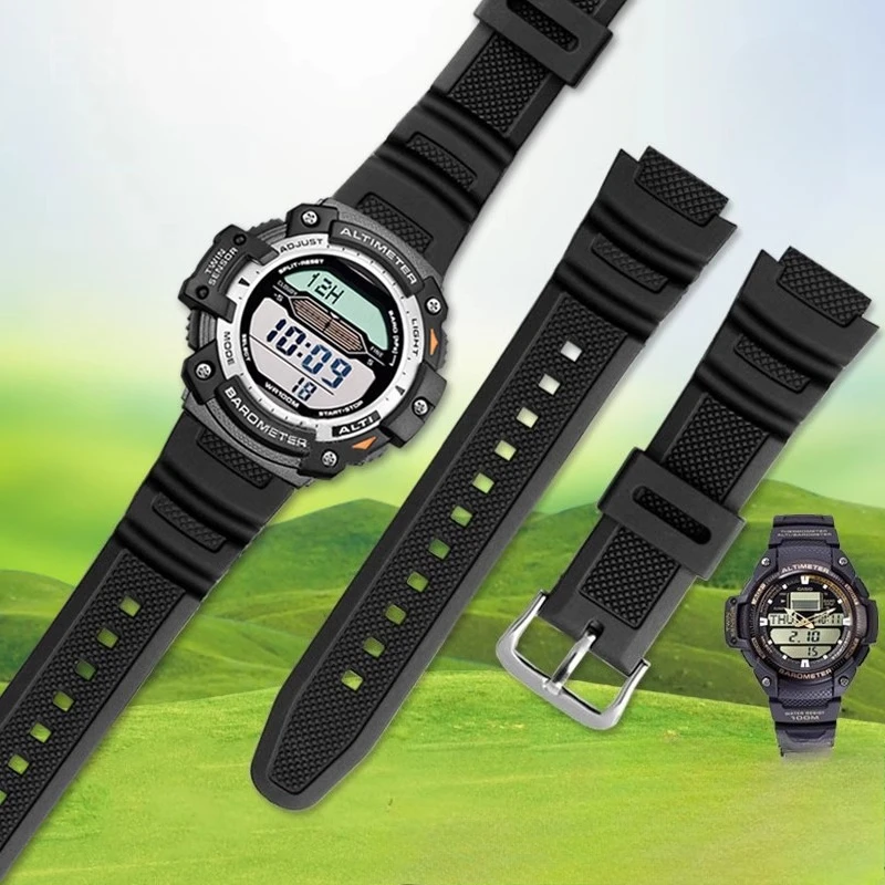 Для Casio SGW-300/400/500 AE1200 AE-1000W/AQ-S810W Спорт на открытом воздухе Альпинизм Выпуклый интерфейс Резиновый ремешок для часов для мужчин