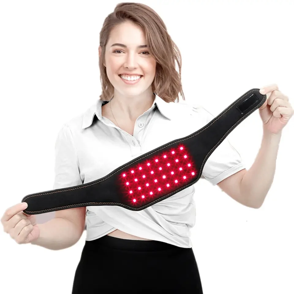 

Red light therapy neck wrap belt pad 660nm 850nm infrared light therapy heating pad for pain relief device