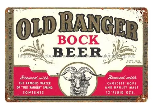 interior design for indoor spaces Old Ranger Bock Beer Label metal tin sign sign