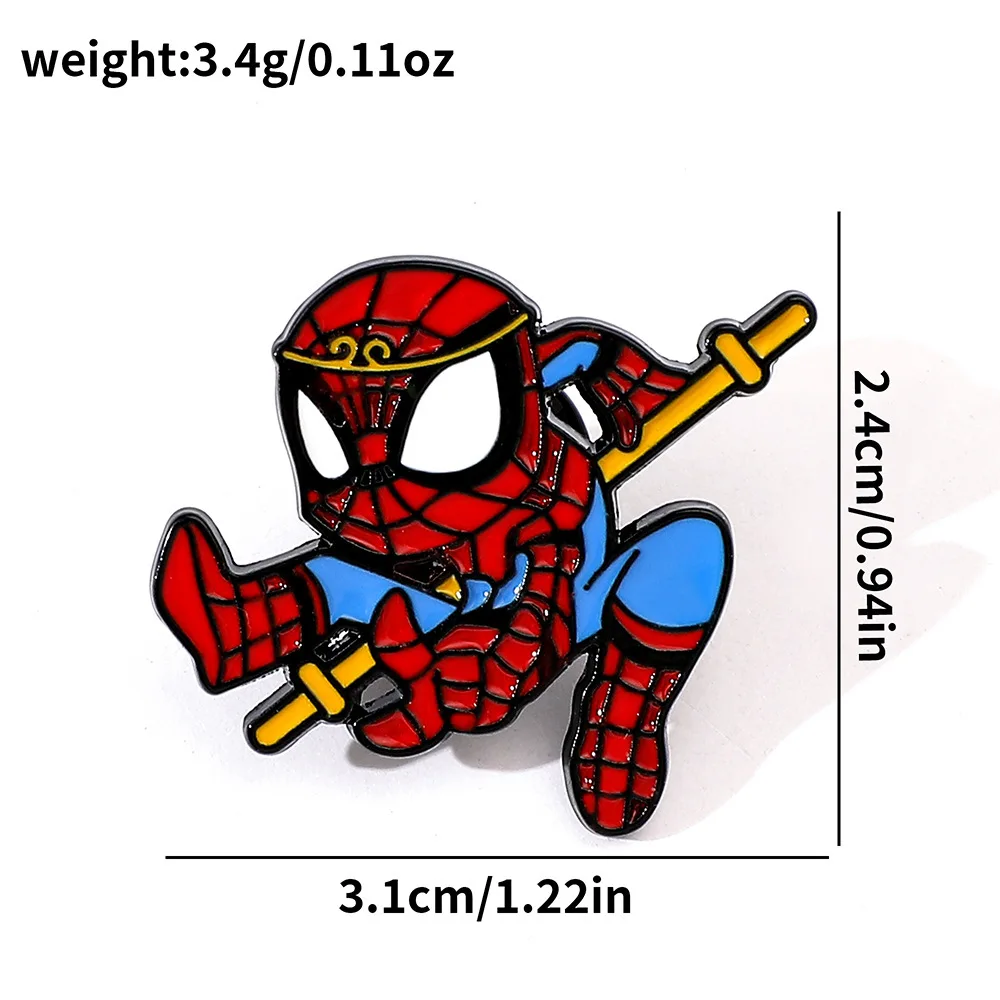 Disney Cartoon Creative Spider Man Wukong Dress Up Metal Badge Cartoon Character Superhero Alloy Drip Oil Brooch Decoration Gift