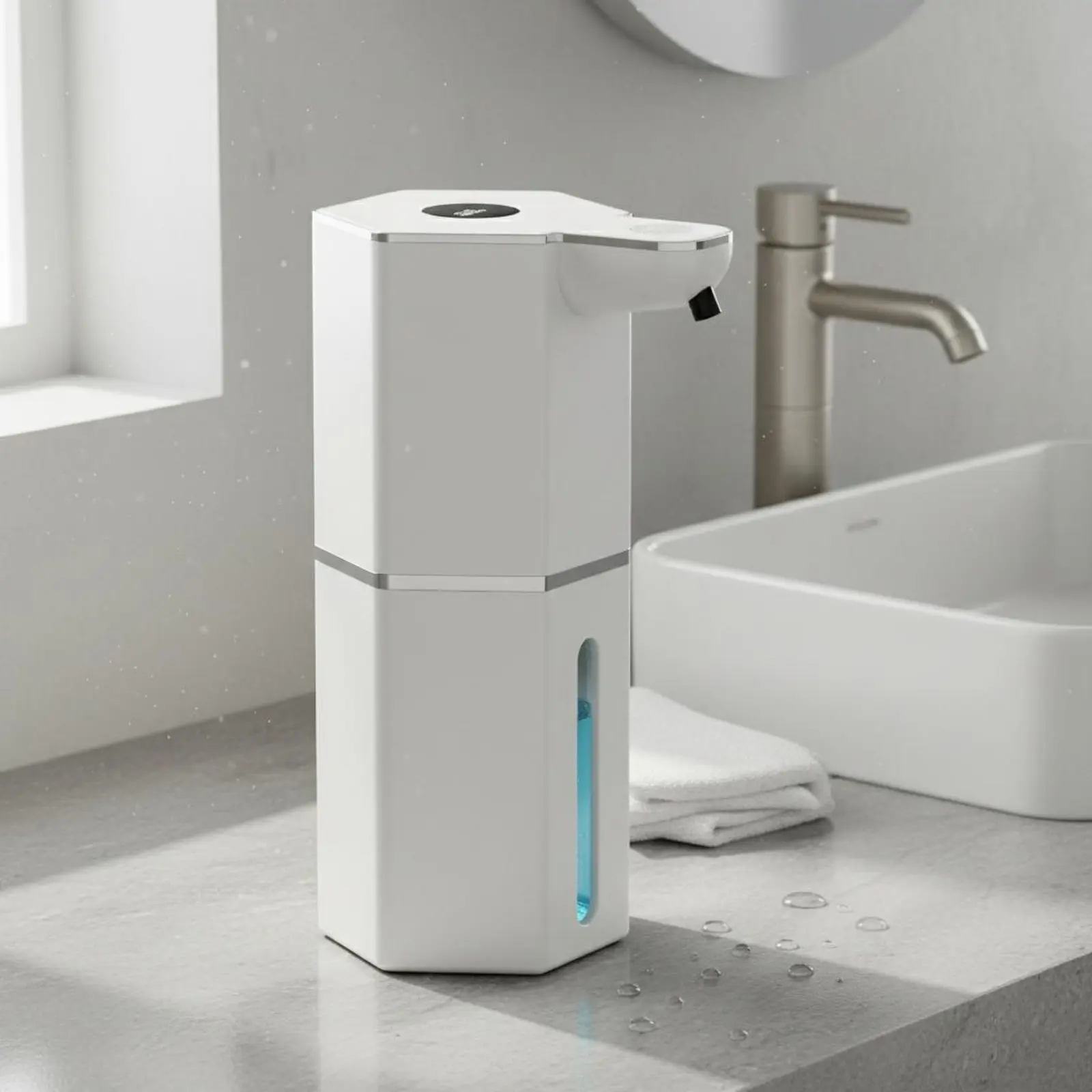 

Smart Motion-Activated Soap Dispenser IPX5 Waterproof Touchless Foam Dispenser Bathroom Accessory Digital Display for Kitchen