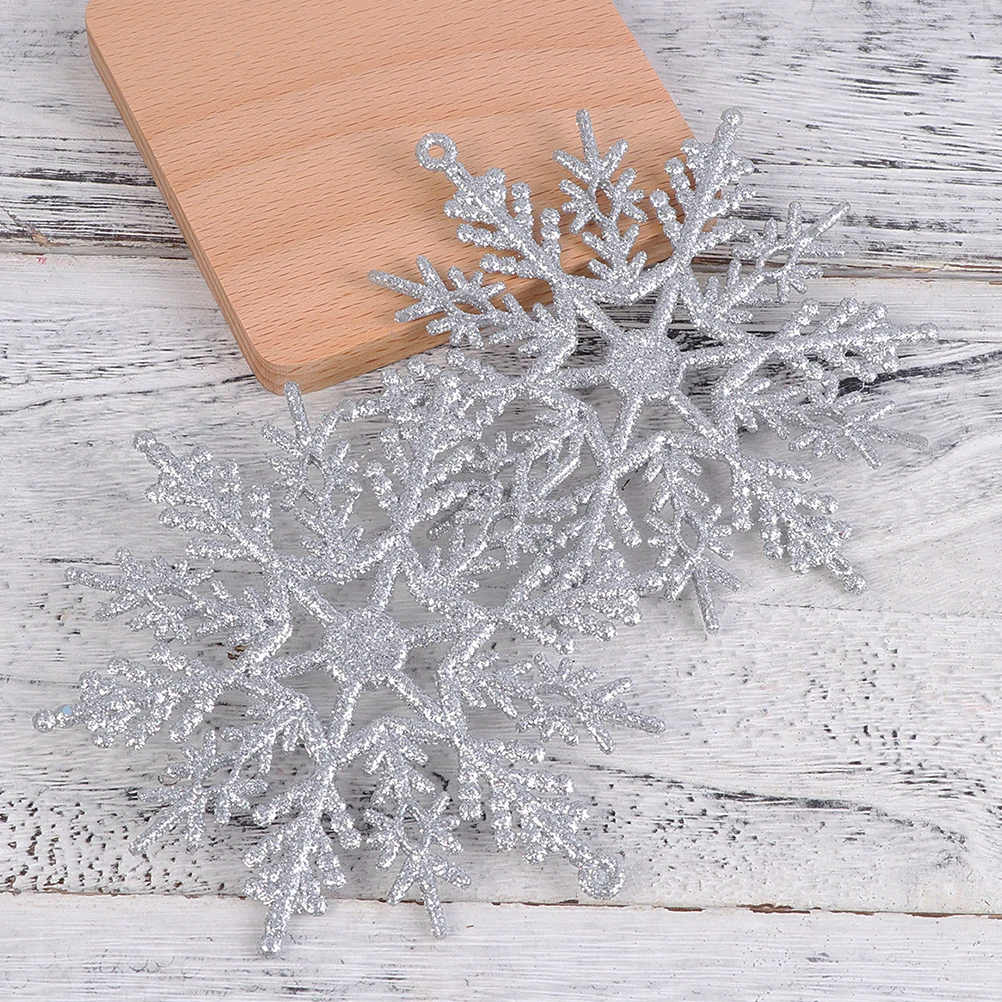 

12Pcs Xmas Glitter Powder Snowflake Pendant Hollow-Out Christmas Tree Decoration Holiday Festival Party Hanging Ornament