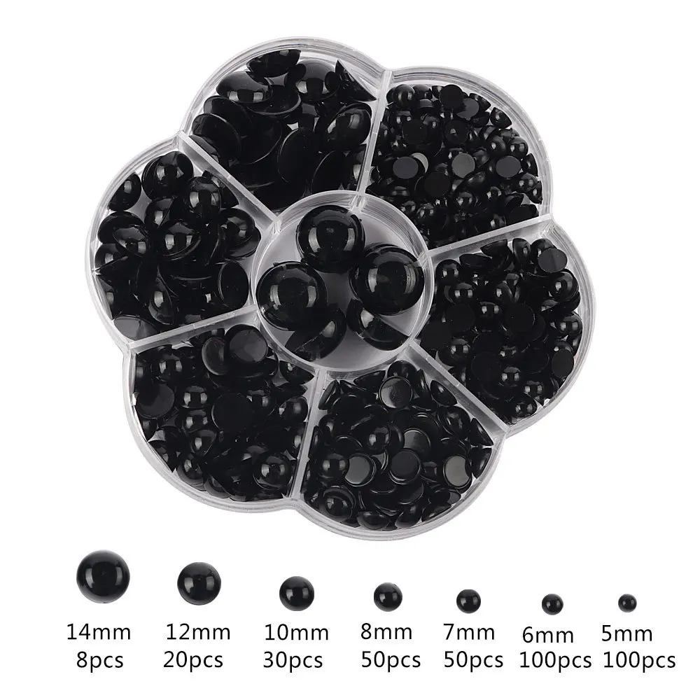 Multi-Size  Black Plastic Flatback Half Round Bead For Kid Toy\'s Eye DIY Gamrnet Decoration  K1011