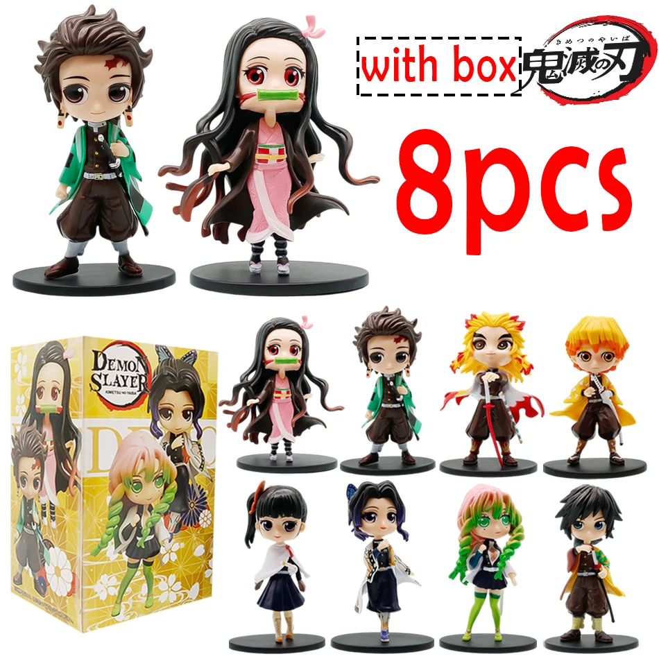 1-8 Stück Demon Slayer Tanjiro Kamado Nezuko Anime-Cartoon-Figur Kreative Personalisierte Statue Modell Ornament Überraschungsgeschenkbox
