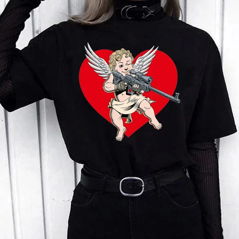 Funny Cupid Printed Tshirt Women And Men Fashion Graphic Printed T-Shirt Harajuku Short Sleeves Clothes Plus Size Unisex Tops