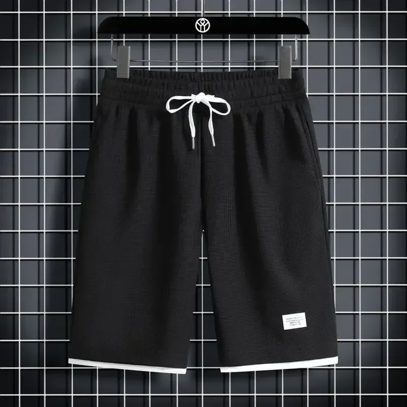 

Summer Waffle Shorts Are Trendy and Versatile for Outerwear Minimalist Youth Tie Up Thin Men's Clothing Hip Hop Shorts Men