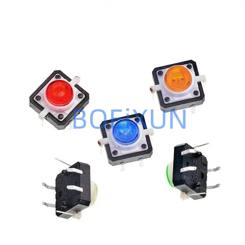 5PCS 12X12X7.3 Tactile Push Button Switch Momentary Tact LED 5 Color 12X12X7.3mm 12*12*7.3mm