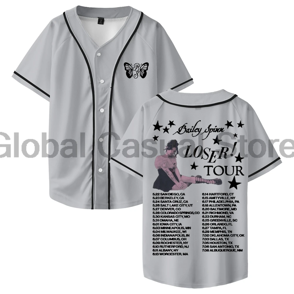 بيلي سبين لوزر تور 2025 البيسبول جيرسي الخامس الرقبة قصيرة الأكمام زر متابعة قمصان الرجال النساء في الهواء الطلق الشارع الشهير القمم
