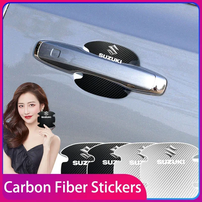 

Carbon Fibre Car Door Bowl Handle Protector 4PCS Anti-scratch Sticker Car Accessories for Suzuki Swift Sport Jimny Grand Vitara