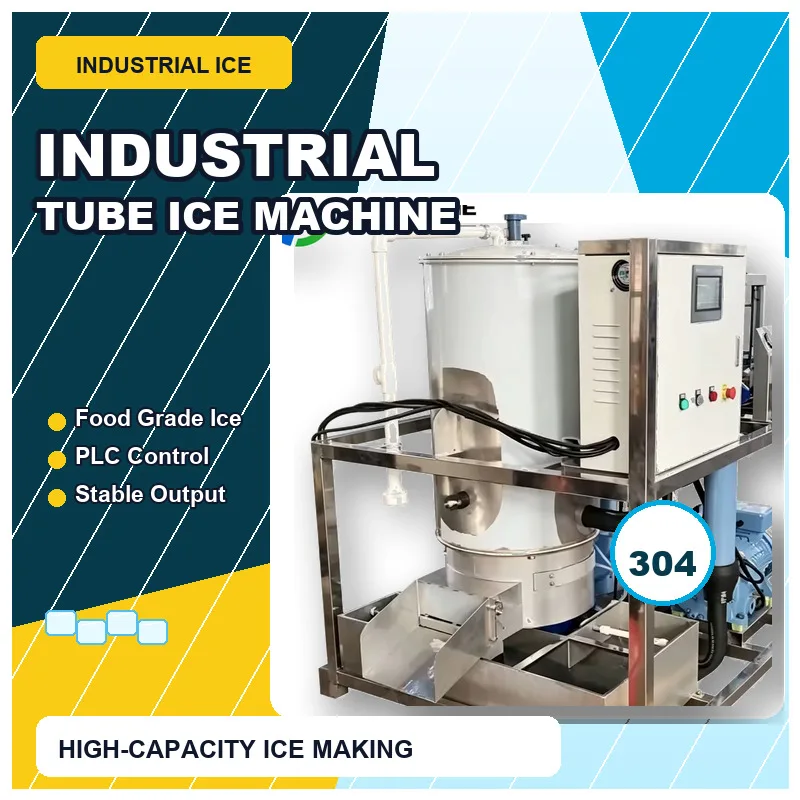 Industrial Tube Ice Machine Automatic Solid Tube Ice Maker High Capacity Ice Making Equipment for Seafood Beverage Factory