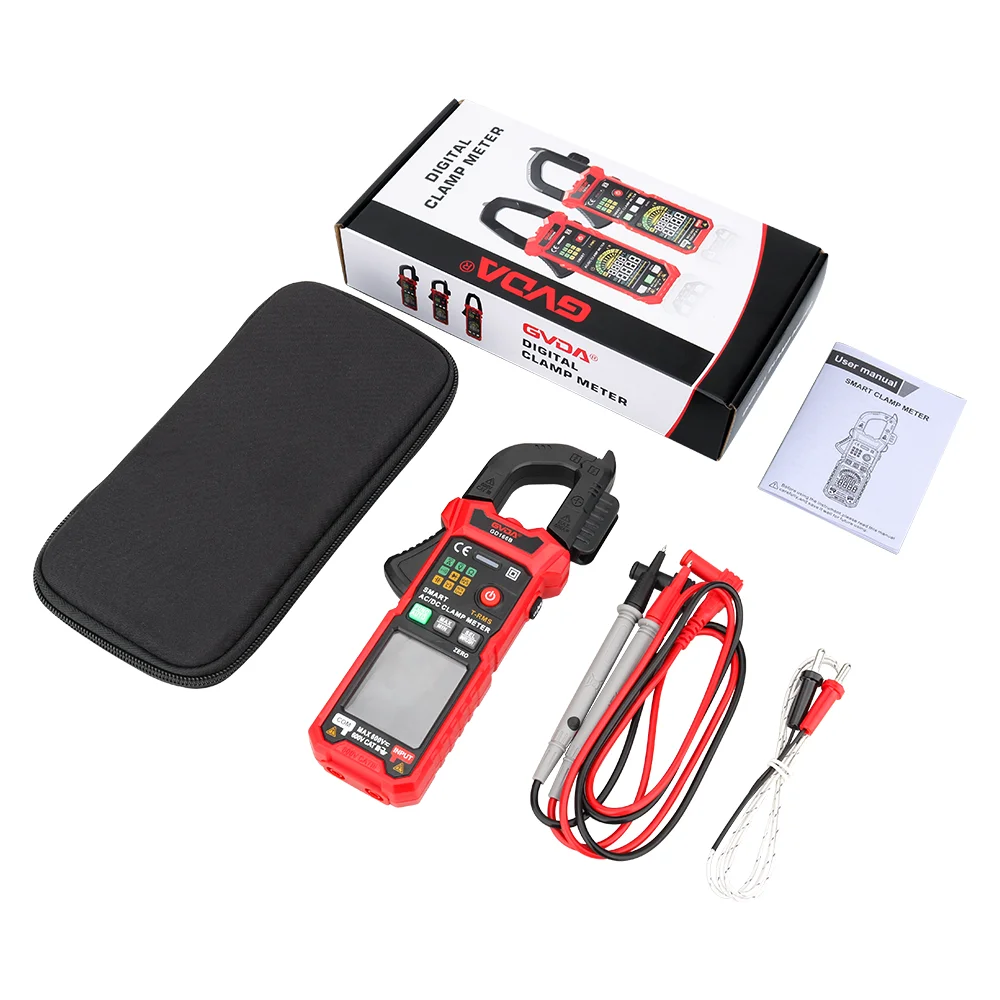 GVDA Digital Clamp Meter Multimeter Auto Range True RMS NCV DC AC Voltage Inrush Current Temperature Tester Automatic Voltmeter