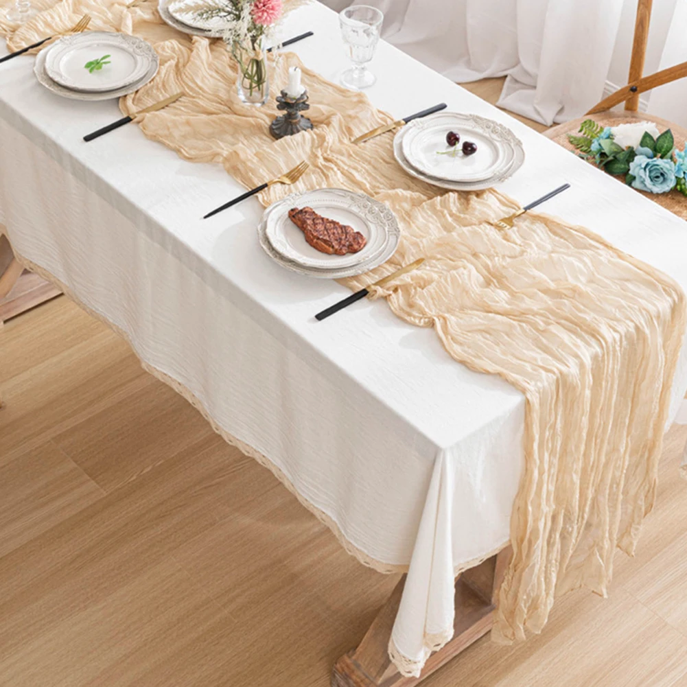 Cheesecloth Tabela Runner Rústico Gaze Toalha De Mesa, Jardim De Casa, Casamento, Nupcial, Festa De Aniversário, Suprimentos De Decorações De Mesa