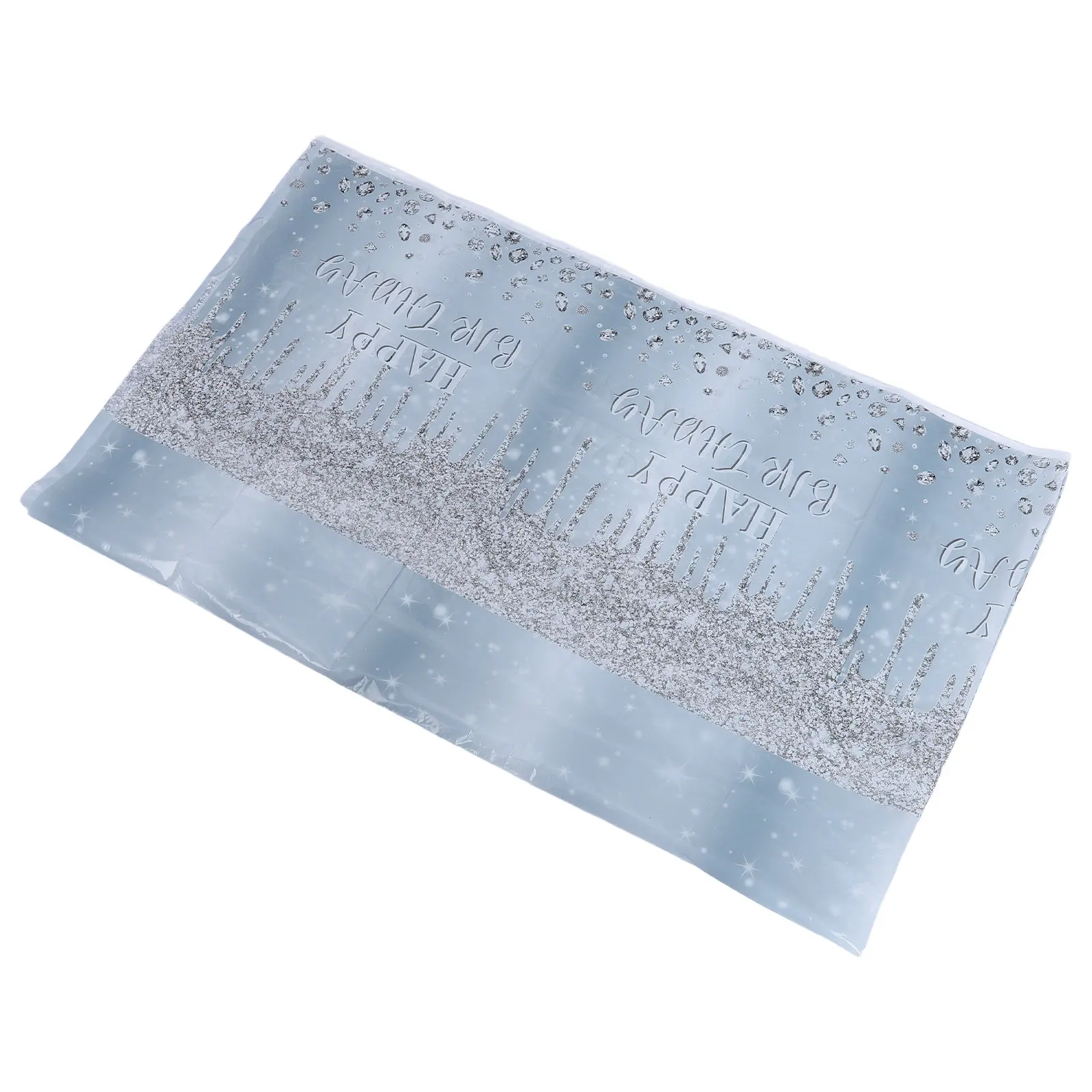 2Pcs Party Tablecloth Disposable Silver Glitter Diamond Plastic Table Cover Rectangular Sequin Tablecloth Birthday Wedding