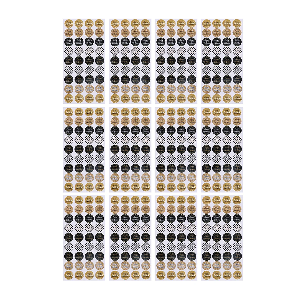 

12 Sheets Round Birthday Sealing Stickers Creative Self-Adhesive Candy Bag Labels Party Gift Packing Decals Decoration