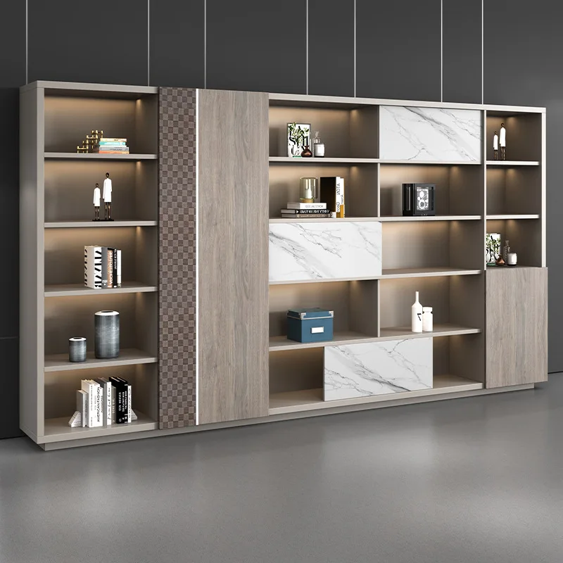 Boss's office light luxury wooden filing cabinet modern minimalist storage display bookshelf