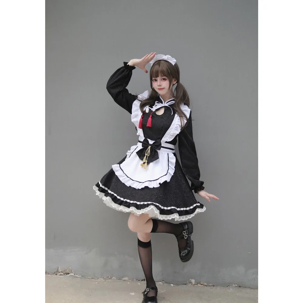 

Chinese Style Jacquard Lolita Dress Maid Dress Large Size Maid Dress COS Performance Dress