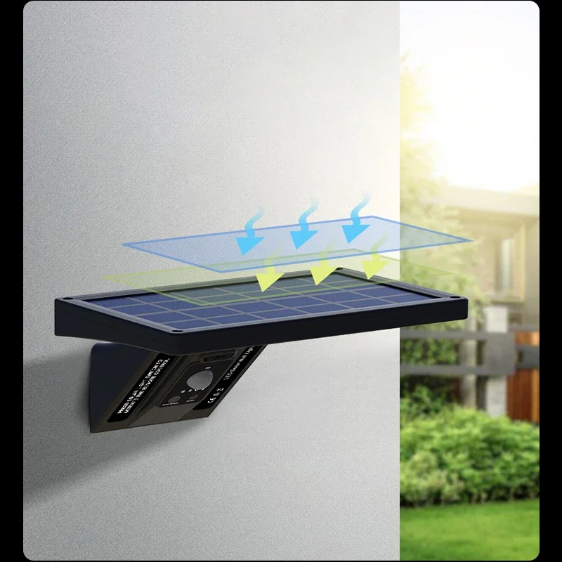 Upgraded Rainproof Outdoor Solar Wall Light, instalação simples, LED, Human Body Sensing, Iluminação doméstica, Villa e Jardim, IP65