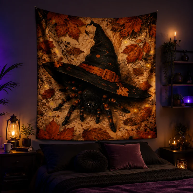 VIKAMA Vintage Witch Moon Tapestry, Vintage Broom and Celestial-Themed Bohemian Bedroom Aesthetic Wall Hanging, Home Decor