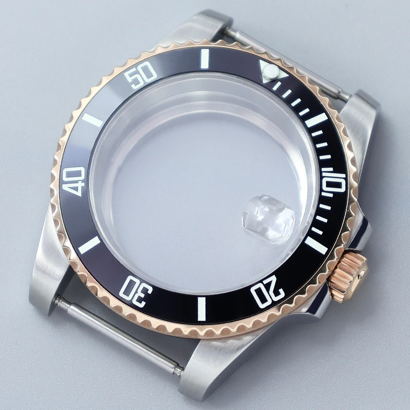 

40mm Mechanical Watch Case Sapphire Crystal Silver Rose Gold For SUB Seiko Nh35 Nh36 4R36 Eta 2824 Miyota 8205 8215 28.5mm Dial