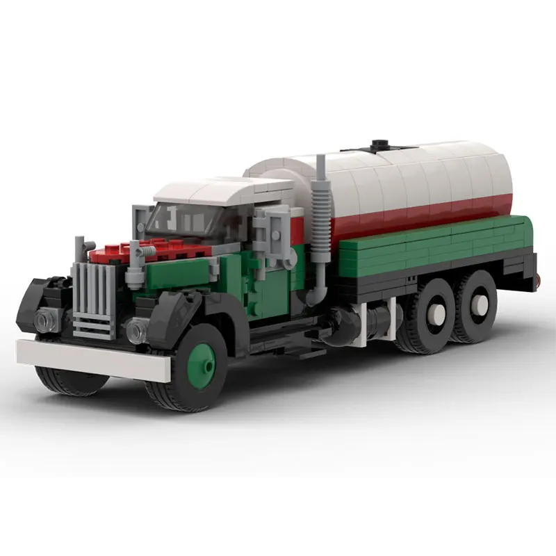

Retro oil tanker small particle building block model toy heavy fuel transport vehicle model toy boy gift ornament set