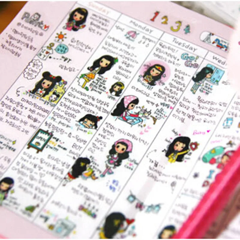 6 Sheets/set, Multifunctional Long-haired Girl Set Sticker Sticker Sticker