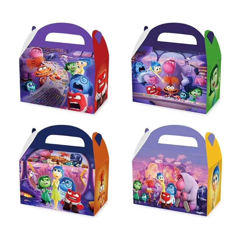 Boîte-cadeau Disney Inside Out 2 pour décoration de fête d'anniversaire, accessoires de dessin animé, boîte à bonbons, boîte en carton à main, fournitures de fête, 12 pièces