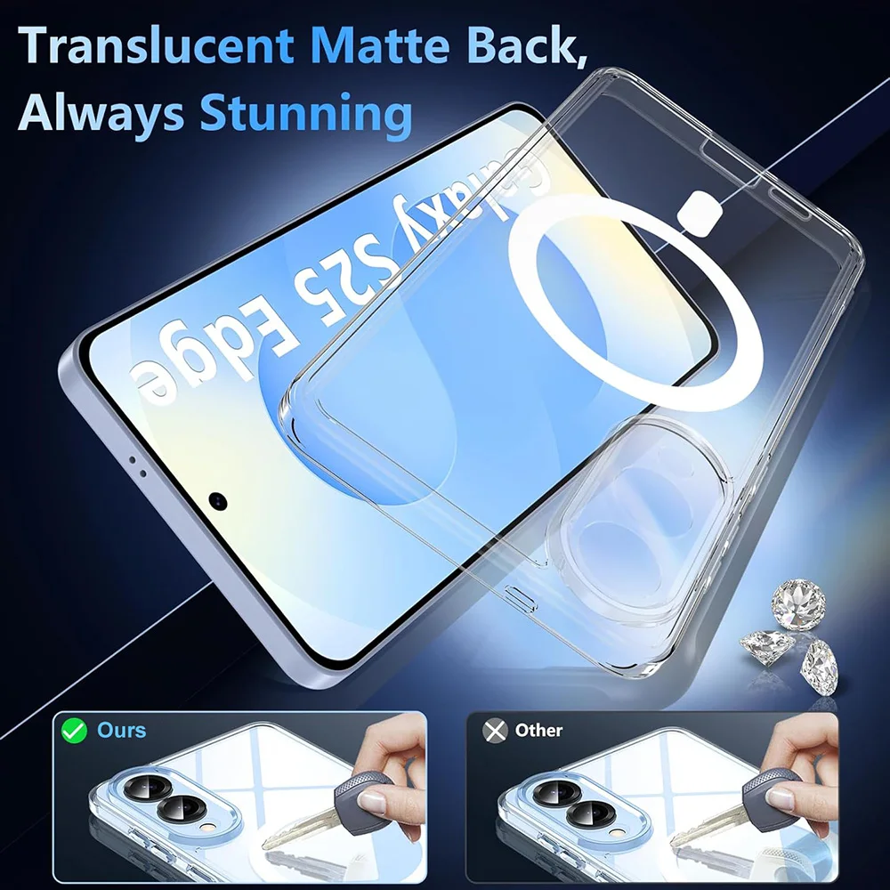 

Strong Magnetic Magsafe Hybrid Case For Samsung Galaxy S25 Edge Ultra Plus Shockproof Hard Back Cover On S25Edge S25ultra S 25 +