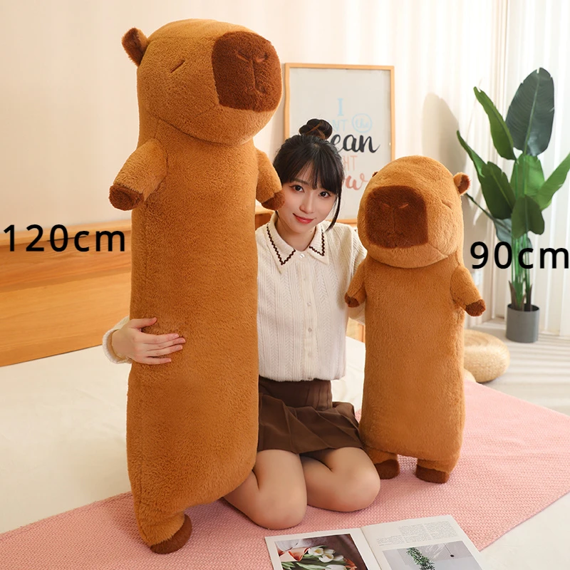 Kawaii Capibara Plush Toy Pillows Cushion Soft Fluffy Long Animal Stuffed Dolls Sofas Bedroom Decor Girlfriend Birthday Gift