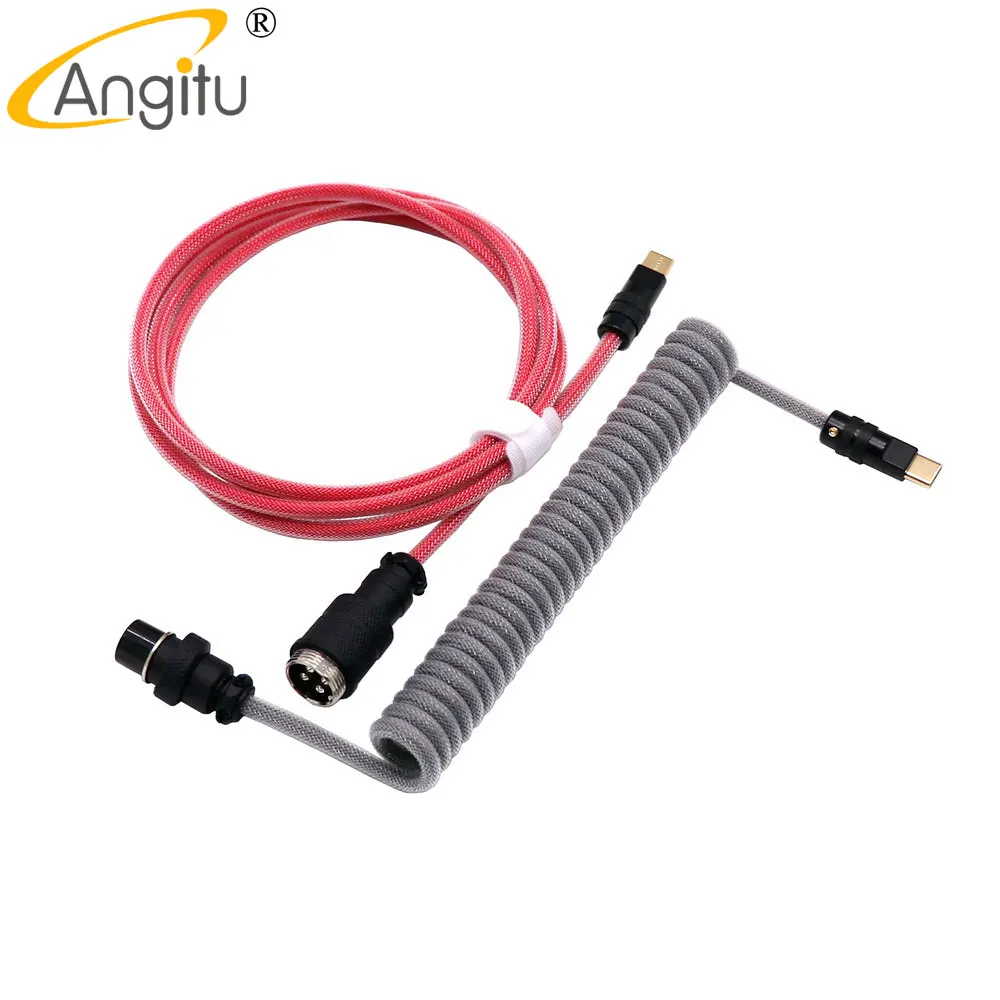 

Angitu Customized Coiled Type C to Type C Keyboard Cable Mix Color Metal Type C Cable Z Shape With Matt Colored GX16 Aviator