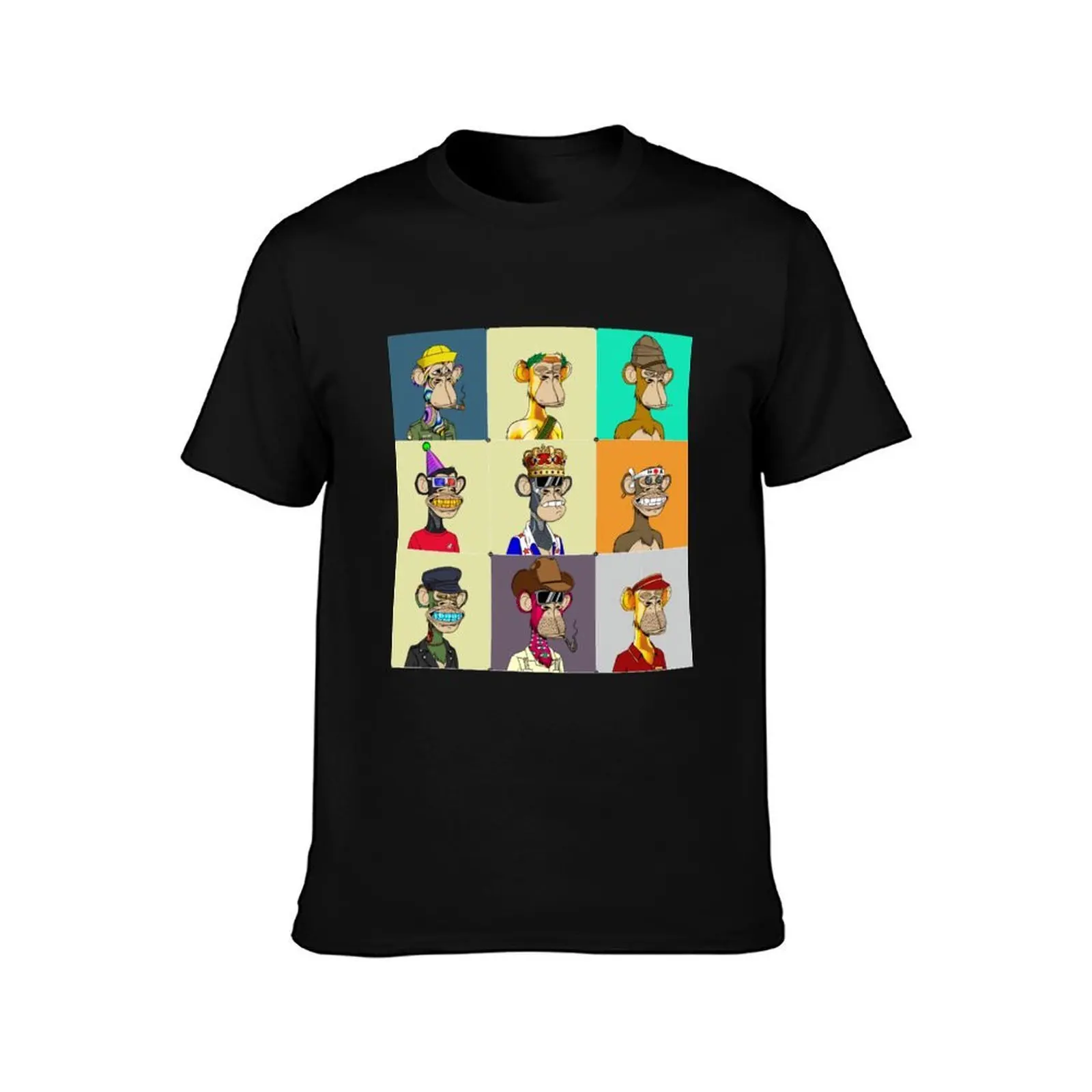 BORED APES NFT T-Shirt, Summer Casual Cotton Tee, Oversized Streetwear Tops, Vintage Graphic Print, Loose Fit Short Sleeve