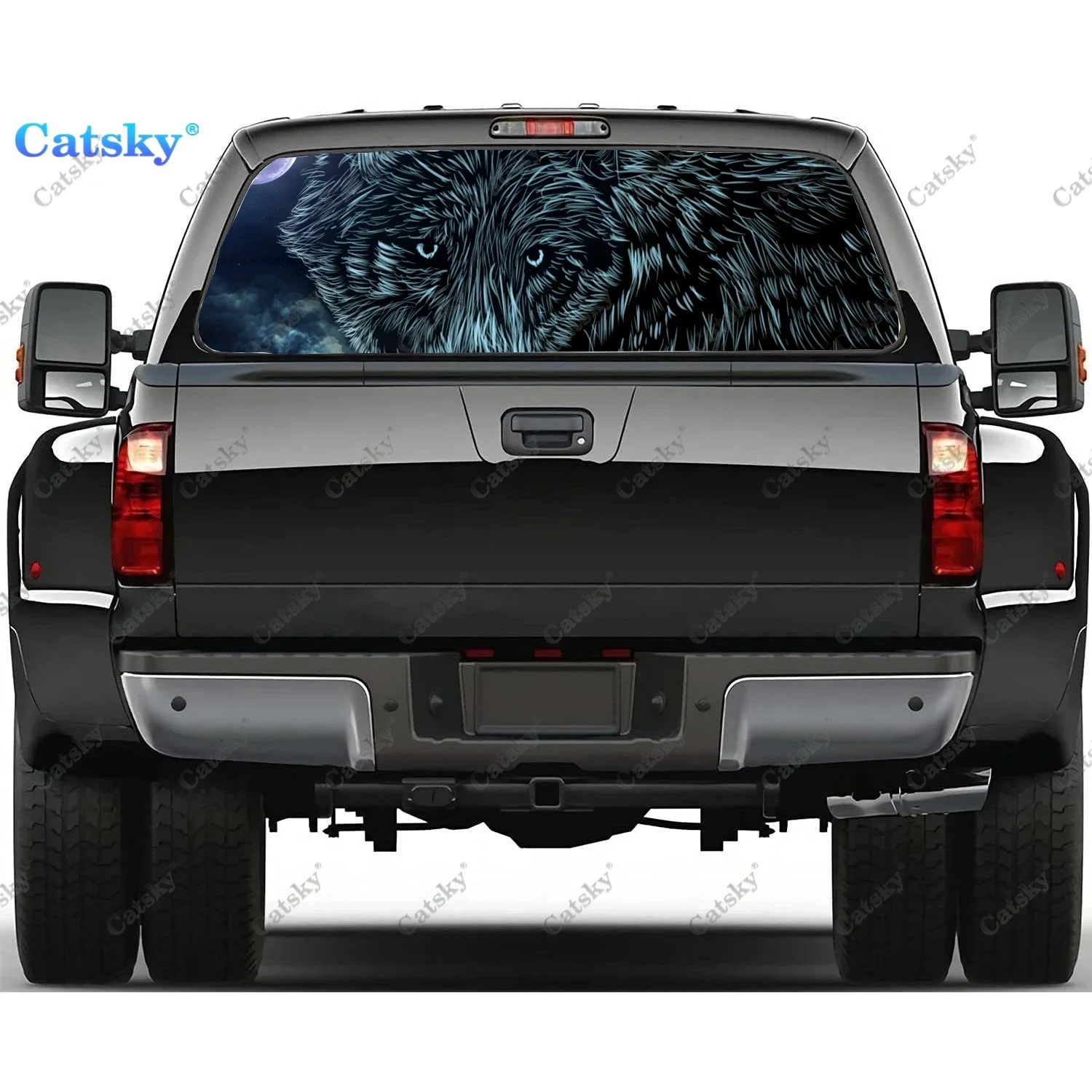 

Eyes of a Wolf Rear Window Decals for Truck,Pickup Window Decal,Rear Window Tint Graphic Perforated Vinyl Truck Sticker