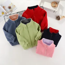1pcs Boys Girls Spring Autumn Winter Fleece Zipper Jackets Cute Hot Selling Thick Tops Baby Coats Children's Costume Outwear