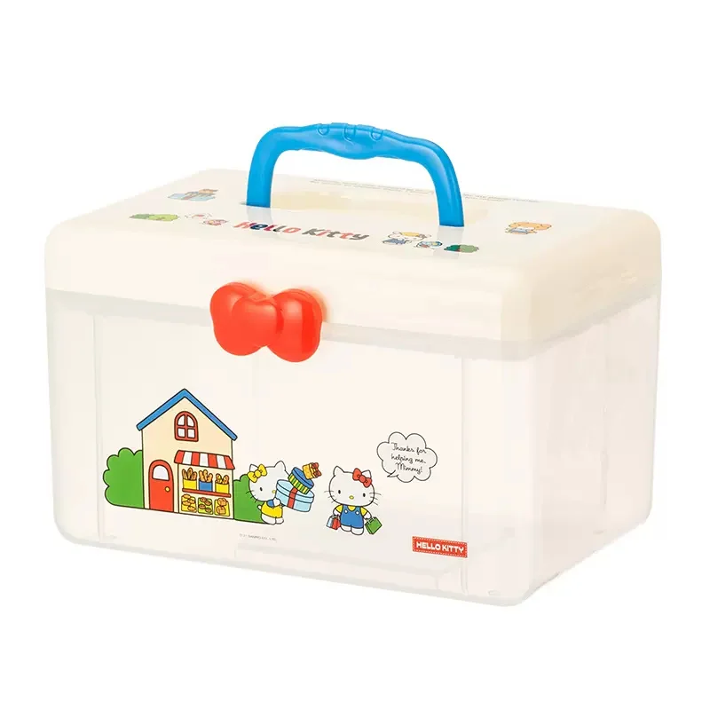 

Kawaii Miniso Hello Kitty ящик для хранения с крышкой коробка для лекарств пластиковая коробка для сортировки мусора, сумка, женские аксессуары
