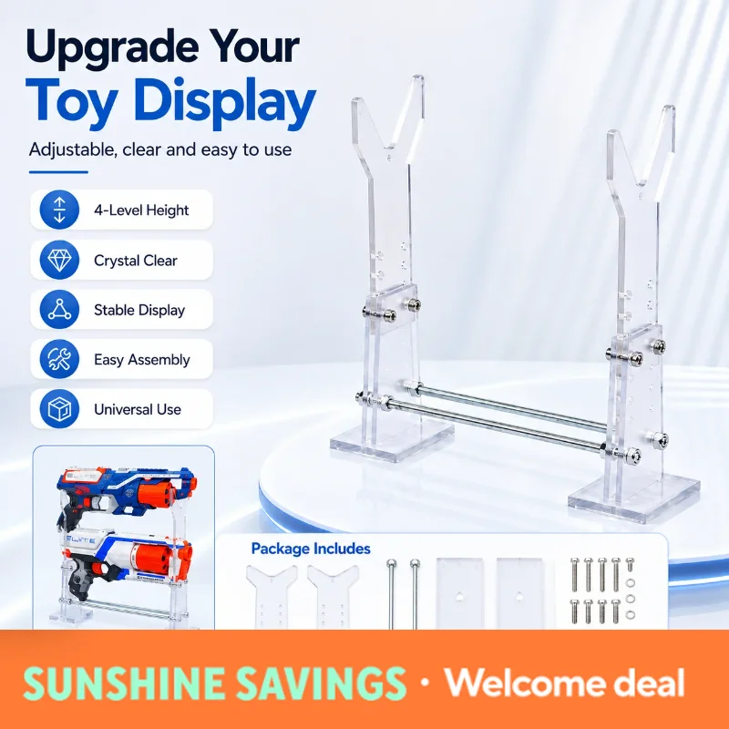 Transparent Acrylic Hobby Model Display Stand, Adjustable Detachable Rack for Simulation Blaster Decor Ornaments