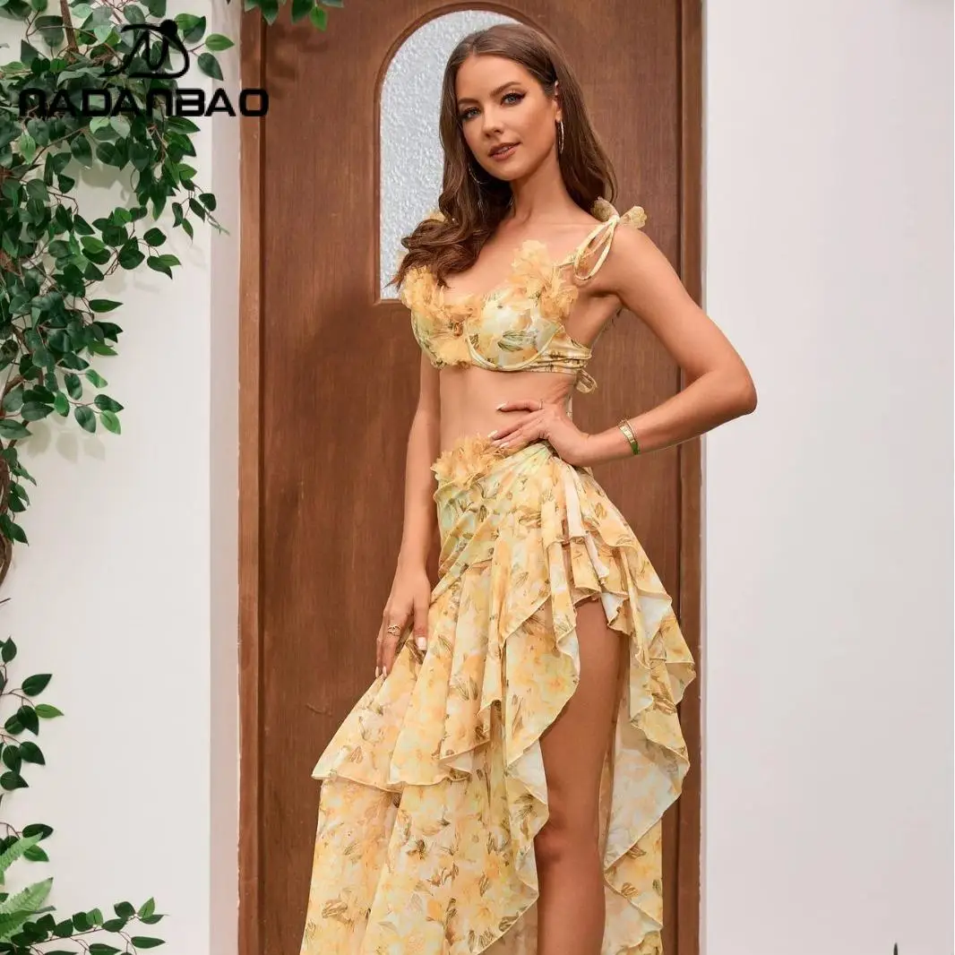 

Элегантный женский купальник Nadanbao с желтым цветочным принтом, сексуальный, с высокой талией, без спинки, для отпуска, пляжа и вечеринок