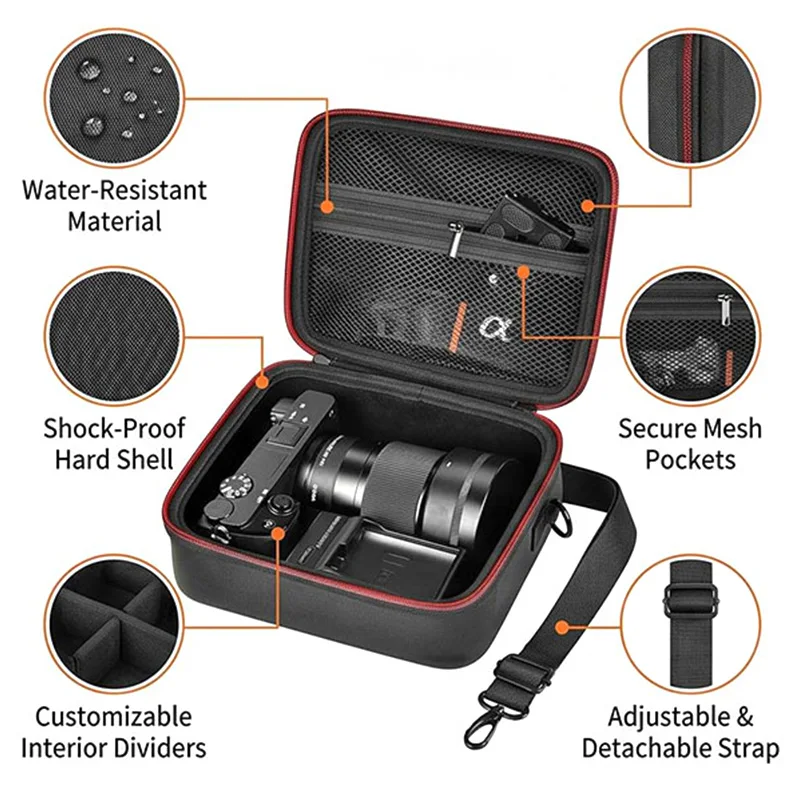 Action Camera Carrying Case Shockproof Storage Bag with Adjustable Strap for Camera Accessories and Remote - view 3